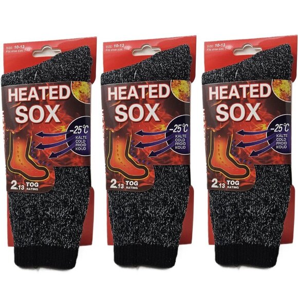 Men’s Heated Winter Socks, 3-Pack – Ultra-Warm, Cozy  Cold Winter Weather, NEW - Picture 1 of 3